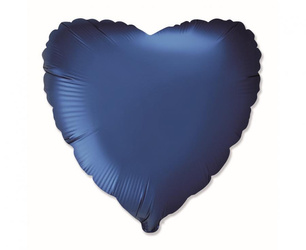 Balon foliowy Serce Satynowy Granat, Navy Blue 46cm