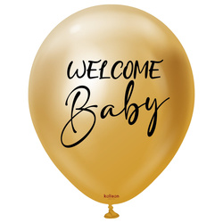 Balony lateksowe Kalisan Welcome Baby Mirror Gold 45 cm, 2 szt.