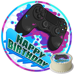 Opłatek na tort PlayStation Pad okrągły 20 cm premium, wegański, bezglutenowy, wycięty