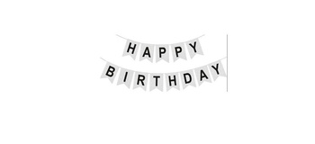 Baner Girlanda urodzinowa Happy Birthday Srebrny Czarny 180 cm