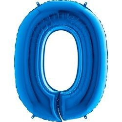 Balon Foliowy Cyfra 0 Niebieska - 102 cm Grabo
