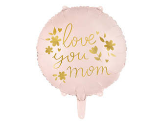 Balon foliowy Love you mom, różowy 45 cm