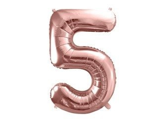 Balon foliowy Cyfra '5', 86cm, różowe złoto