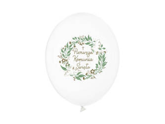 Balony "Pierwsza Komunia Święta", gałązki, 30cm 6szt.