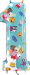 Balon Foliowy Cyfra 1, Świnka Peppa, 66 cm Grabo
