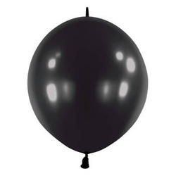 Balony E-Link Czarne metaliczne z łącznikiem, 15cm, 100 szt.