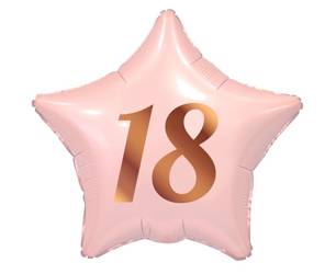 Balon Foliowy, Gwiazda różowa 18 urodziny, 44cm