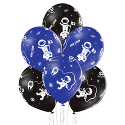 Balony lateksowe Happy Birthday Kosmos astronauta 30 cm, 6 szt