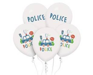 Balony lateksowe policja 5 szt 30 cm