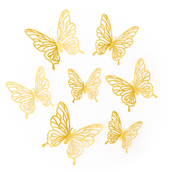 Naklejki na ścianę 3D Motyle ażurowe złote 12szt.