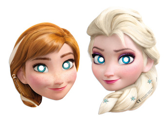 Papierowe maski Anny i Elsy, Frozen 6 sztuk