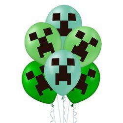 Zestaw Balonów zielonych z nadrukiem Minecraft, 12szt, 30cm.
