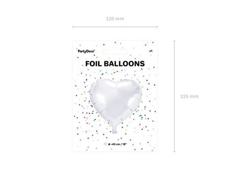 Balon foliowy Serce białe, 45cm