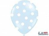 Balony Strong, Niebieskie Pastel w białe Kropki, 30cm, 6 szt.