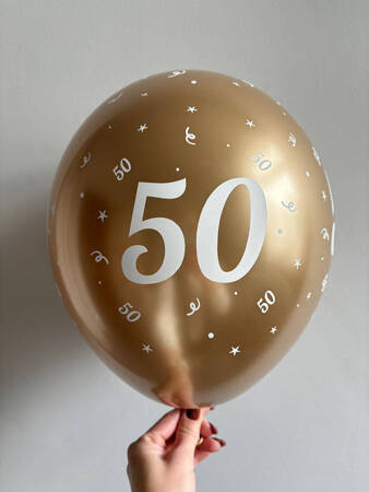 Balony urodzinowe złote "50", 30cm, 10 szt.