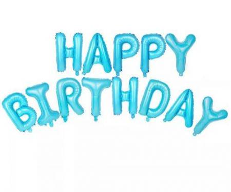 Napis HAPPY BIRTHDAY Niebieski - Balon Foliowy na Urodziny, Slim