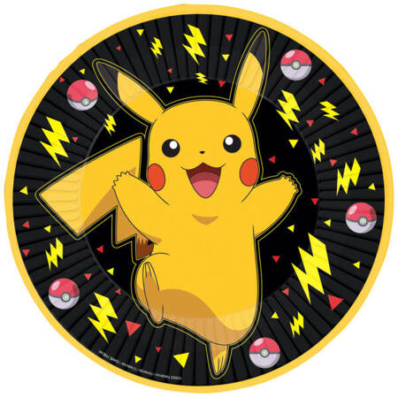 Talerzyki papierowe Pokemon Pikachu, 23 cm, 8 szt.