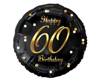 Balon foliowy Happy 60 Birthday, czarny złoty nadruk, 46 cm