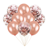 Zestaw balonów Rose gold chromowane z konfetti, 30cm, 10szt.